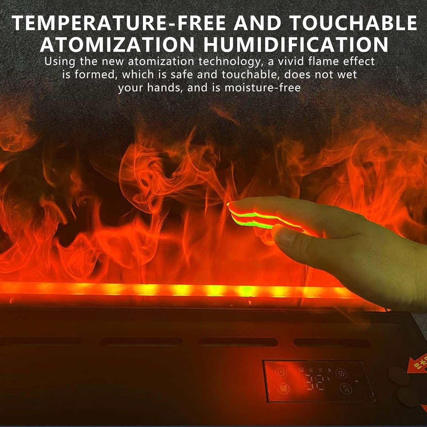 3D Mist Electric Fireplace with Humidifier, 8 Color LED Ambient Lighting, Smart Control Via Remote & Touch Screen, for Home Decor, 4 Sizes (70/80/100/120cm),120cm