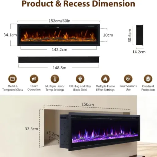 INMOZATA IF-60 Electric Fireplace Review: Big, modern, and mostly about the looks