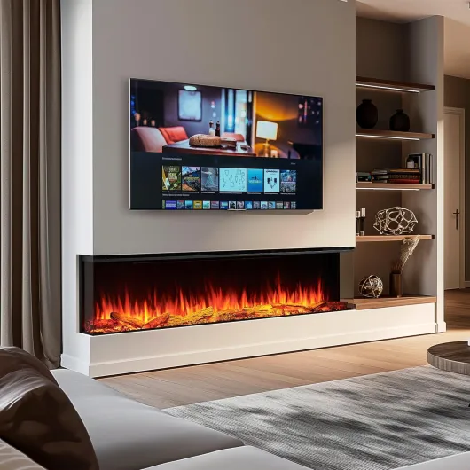 71"/180cm Knighton Platinum Smart Inset Media Wall Electric Fireplace 1-2-3 sided View Compatible with Alexa Deep Fuel Bed Perfect for Media Wall DEEP 71"/180cm