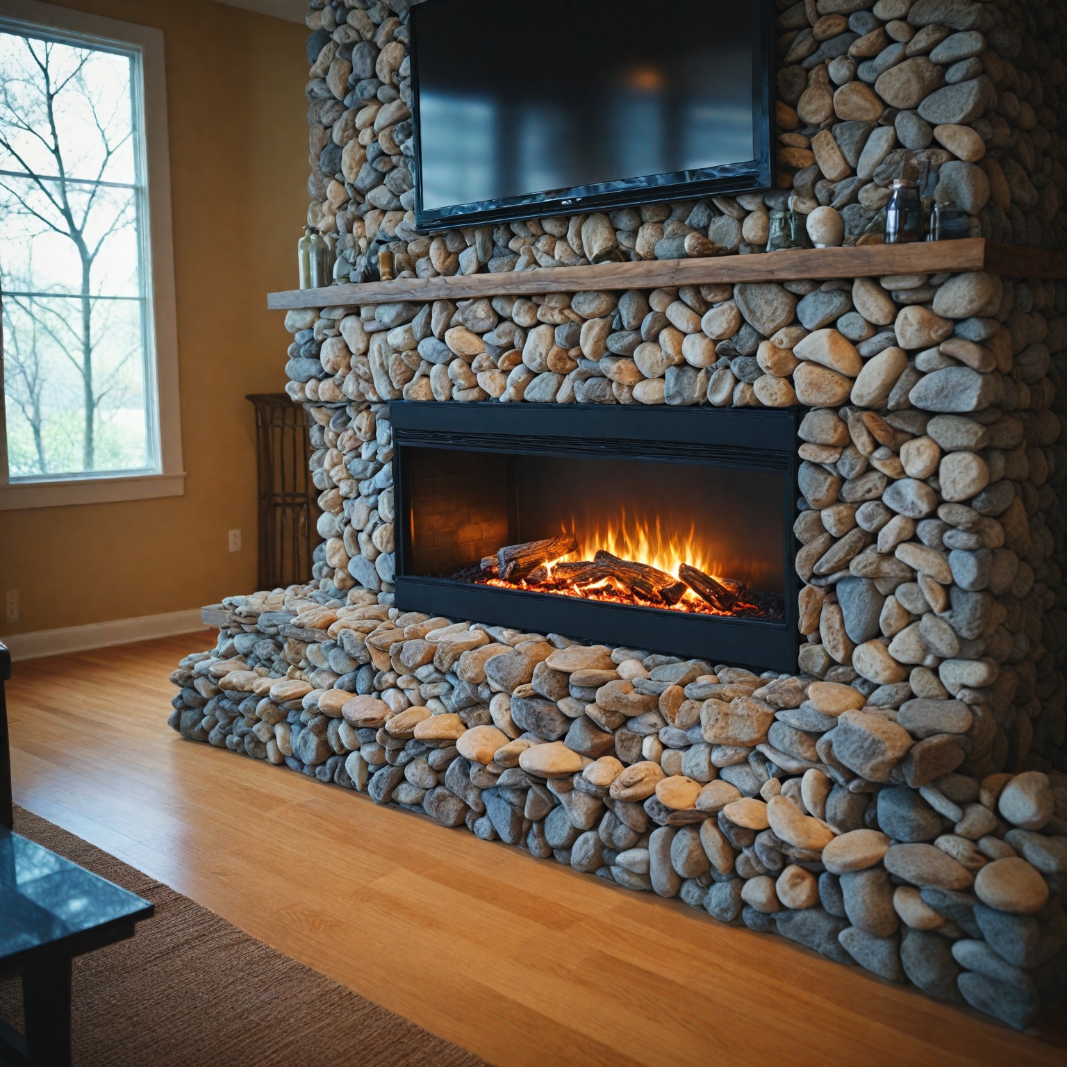 Enhance Your Electric Fireplace with River Rocks - Electric, image size:1536x1536