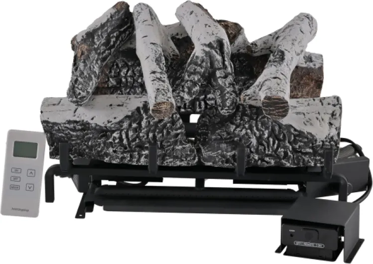 18-24 Inch Ventless Fireplace Logs Set with Remote Control, Only Used for Natural Gas,Heats up to 36000BTU (Natural Gas Fireplace Birch, 18Inch) 18Inch Natural gas fireplace Birch