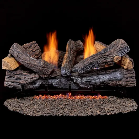 DLS-30R-2 Dual Fuel Ventless Fireplace Logs Set with Remote Control, Use with Natural Gas or Liquid Propane, 33000 BTU, Stacked Red Oak, 30 Inches 30 Inch Remote Control