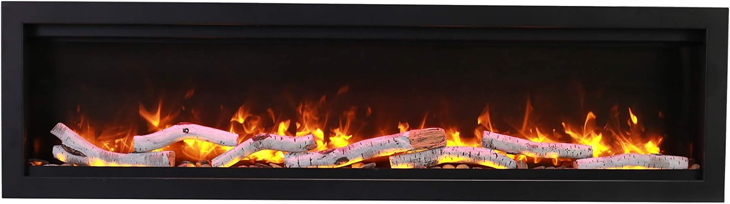 SYM-34-BESPOKE Symmetry Series Bespoke 34-Inch Built-in Electric Fireplace with Remote, Media, Black Steel Surround