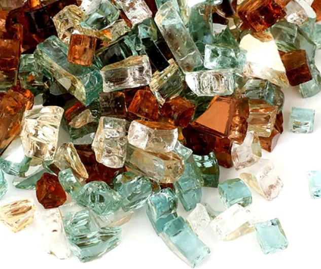 10-Pound Blended Fire Glass for Fire Pit Fireplace Landscaping - 1/4 Inch Reflective Tempered Fireglass Gold, Light Green, Copper 1/4" Gold, Light Green, Copper