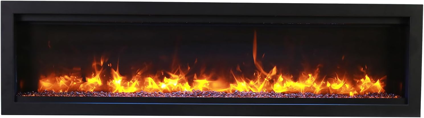 SYM-60-BESPOKE Symmetry Series Bespoke 60-Inch Built-in Electric Fireplace with Remote, Ember Media, Black Steel Surround