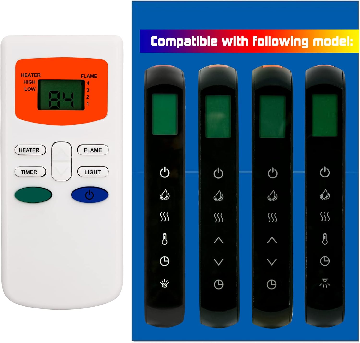 Replacement Remote Control for HHT Simplifire Electric Fireplace SF-ALL40-BK SF-ALL48-BK SF-ALL60-BK SF-ALL84-BK SF-ALLP50-BK SF-ALLP60-BK SF-ALLP72-BK SF-SC43-BK SF-SC55-BK SF-SC78-BK