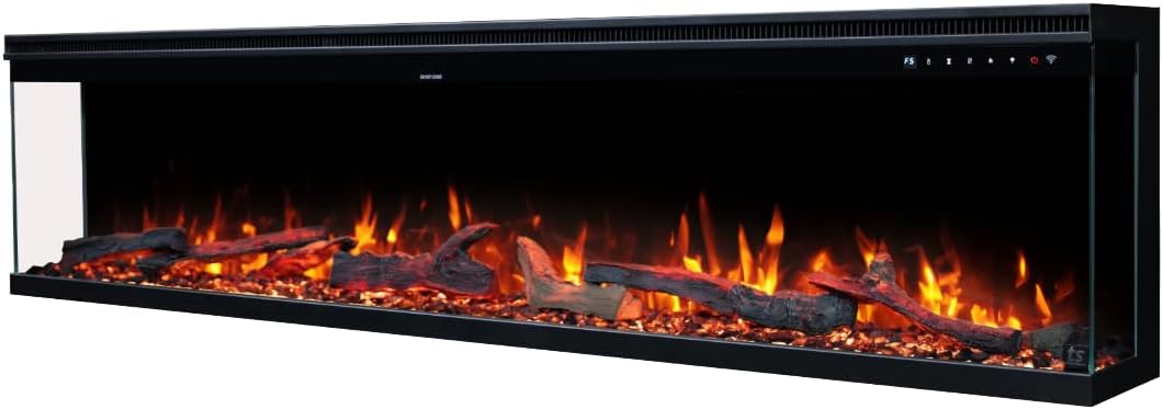 Sideline Infinity Pro 3-Sided Smart 72" WiFi-Enabled Electric Fireplace - 80051 - Built-in - 6 Realistic Flame Colors- 13-Color Down Lighting- Crackle Sound- 1,500W Heater 72 Inches