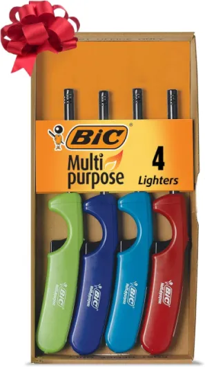 Multi-Purpose Lighters, Reliable and Safe Candle Lighter, Assorted Colors, 4-Pack (Colors May Vary) Multicolored