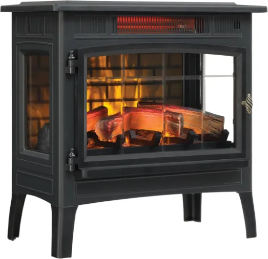 Freestanding Electric Fireplace Stove Heater with 3D Flame Effect for 1,000 Sq - Ft - Room, Black