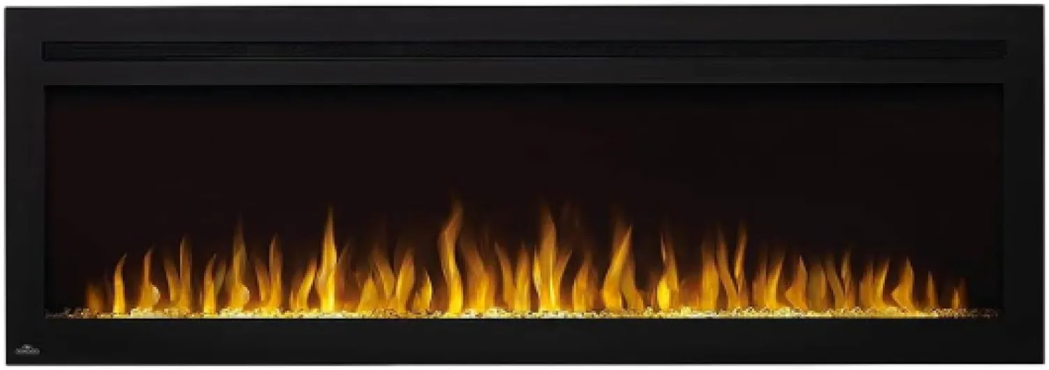 Purview 60 inch Wall Mount Electric Fireplace - Black, NEFL60HI Contemporary 60 Inch Black