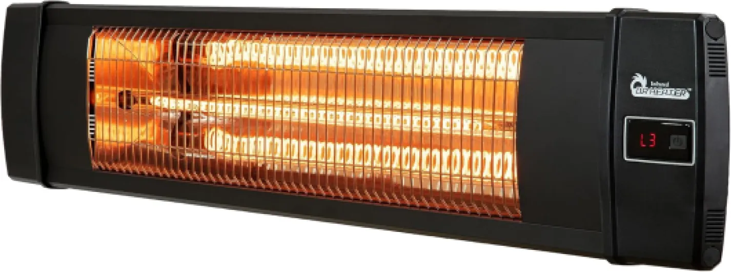 DR-238 Carbon Infrared Outdoor Heater for Restaurant, Patio, Backyard, Garage, and Decks, Standard, Black Without Thermostat Black