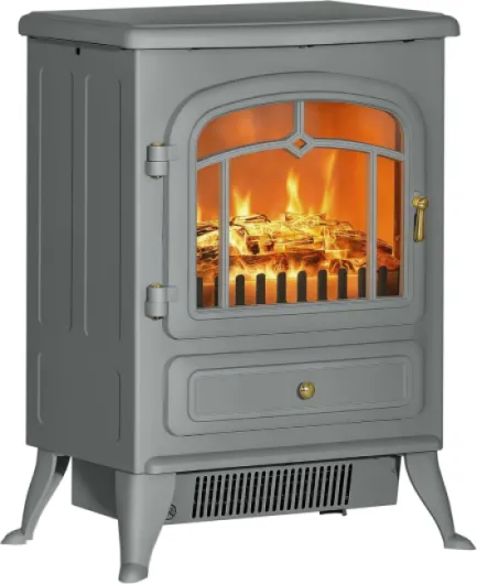 22" Electric Fireplace Heater, Freestanding Fire Place Stove with Realistic LED Flames and Logs, and Overheating Protection, 725W/1450W, Gray 16.25" W x 11" D x 21.5" H Gray