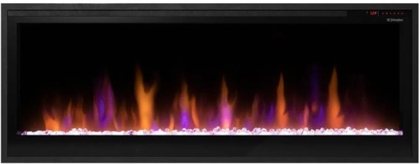 50 Inch Slim Built-in Linear Electric Fireplace Heater - Shallow 4-Inch Depth with LED Multi-Color Flames - Remote and Acrylic Crystal Ember Bed Included - Thin Flush Mount - 1500W 50 Inch Black
