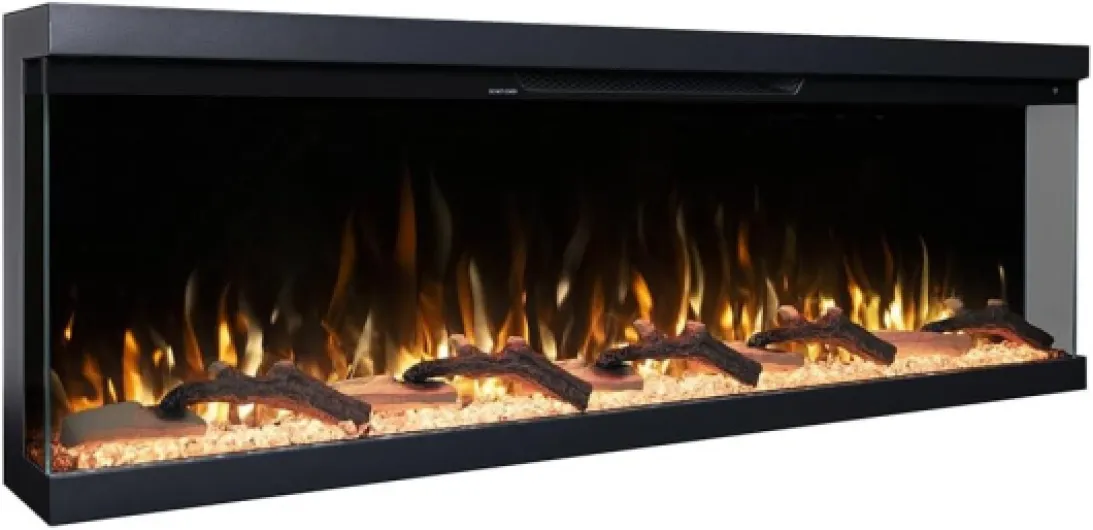 Aerus Skyline 60 Inch Linear Multi-Sided 3D Smart Electric Fireplace - 1,000+ Flame & Ember Bed Color Combinations, Fully or Partially Recessed - Alexa/WiFi Enabled - Remote Included