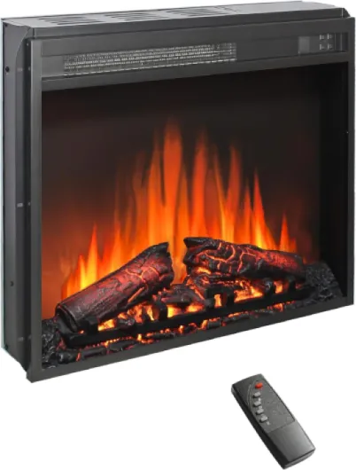 23" Electric Fireplace Insert, Fireplace Heater with Remote, Adjustable 4 Flame Brightness, Log Set, Low Noise, 8H Timer, Overheating Protection, 1400W (23" X 19 3/4") 23"W x 19 3/4" H(Wood Log)