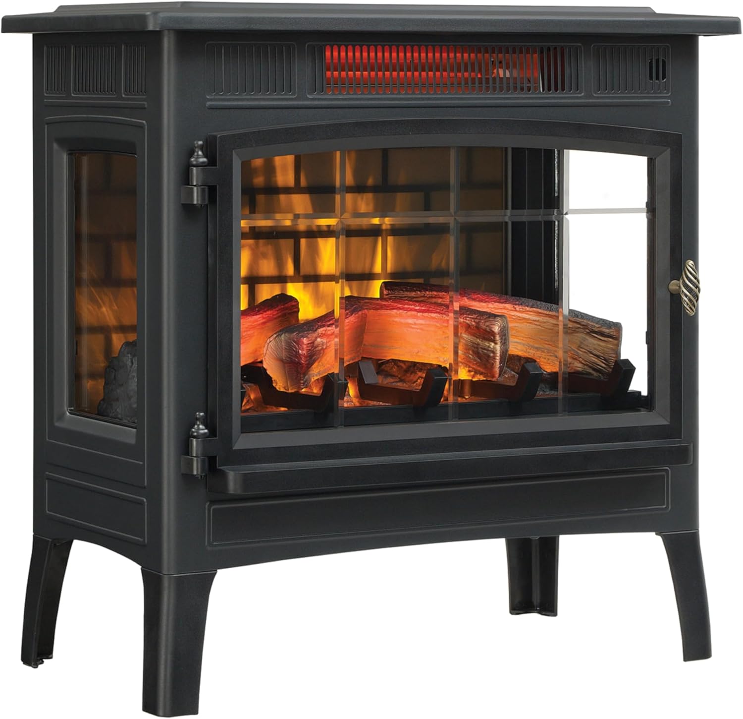 Freestanding Electric Fireplace Stove Heater with 3D Flame Effect for 1,000 Sq - Ft - Room, Black