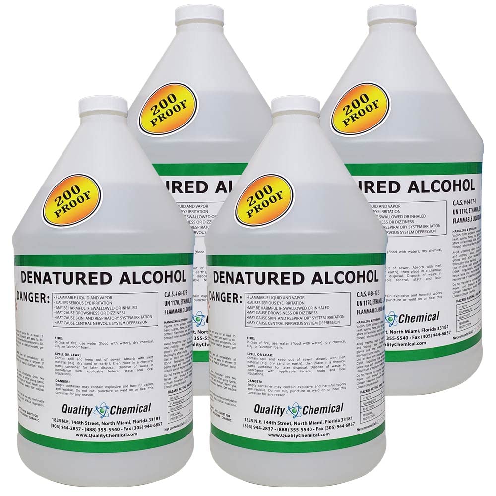 Quality Chemical's Denatured Alcohol 200-Proof Ethyl Alcohol - for Cleaning, 4 Gallon (512 oz.)