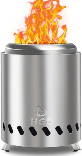 Tabletop Fire Pit, Smokeless Firepit Outdoor, Mini Fire Pit for with Carry Bag for Camping Backyard Patio Garden Picnic, Silver 8.0H x 5.5D Tabletop Silver