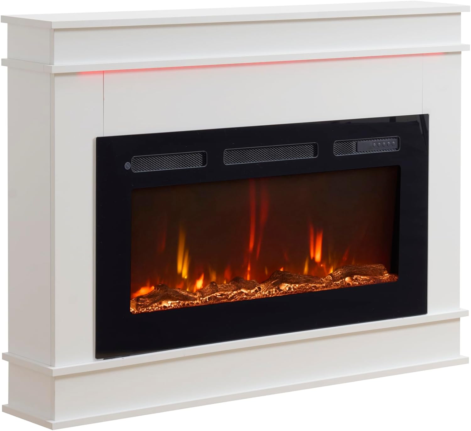 Albury with Freestanding Fireplace Mantel 114cm / 45" Remote Control 750W-1500W Heater with Mood Light 114cm/45" White