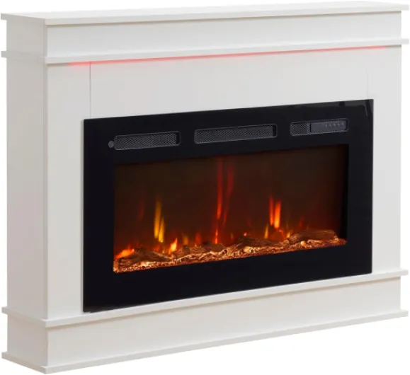 Albury with Freestanding Fireplace Mantel 114cm / 45" Remote Control 750W-1500W Heater with Mood Light 114cm/45" White