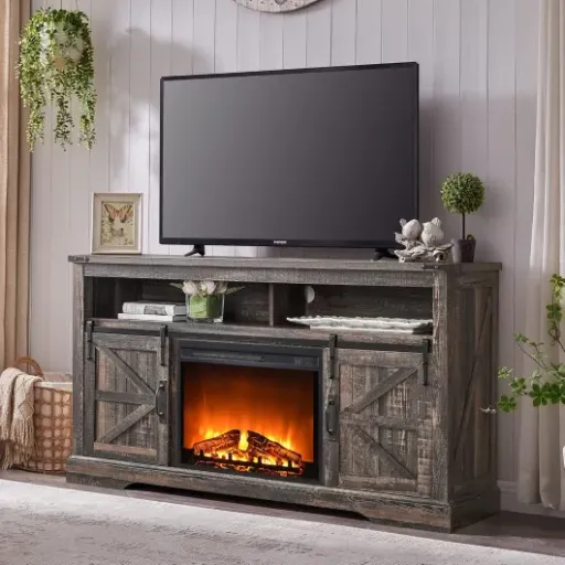 OKD Fireplace TV Stand Review: a beefy, farmhouse-style console that actually feels solid for the price