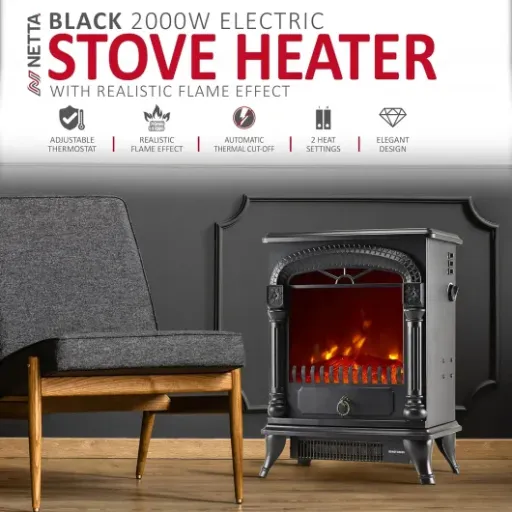 NETTA Electric Fireplace Stove Heater Review: cheap, cosy heat that looks like a real fire (from a distance)