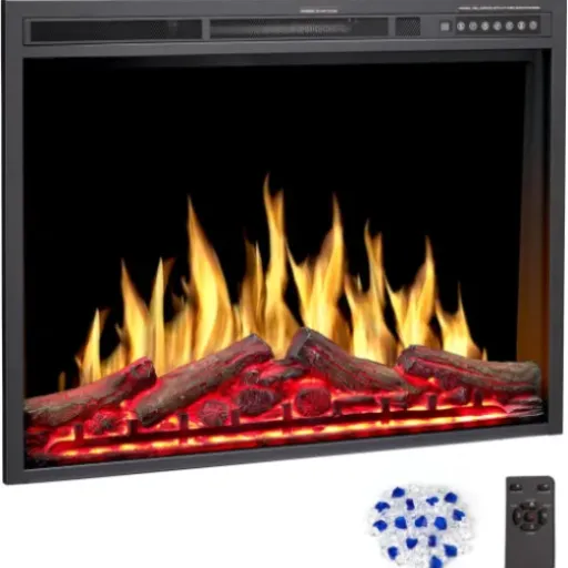 Electactic 34" Electric Fireplace Insert Review: a decent fake fire that heats well but with a small flame window
