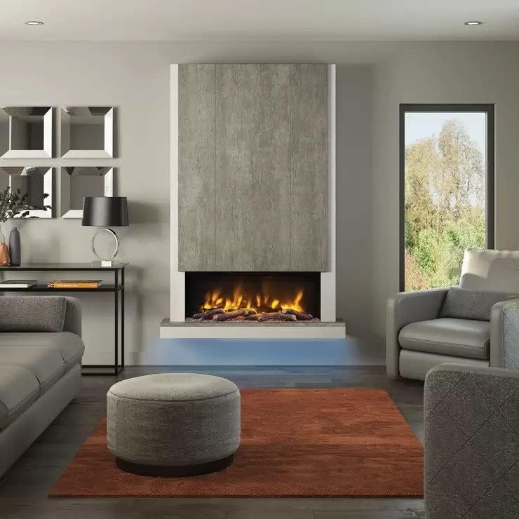 Flare Camino Wall Mounted Chimney Breast Electric Fireplace Suite, 2kW 5D flame effect 13 colour fuel bed effect