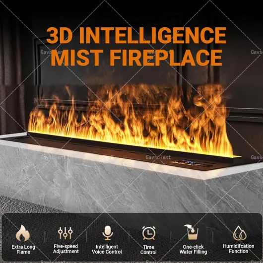 Wall Mounted Electric Fireplace with Smart WiFi App Control, Adjustable Flame Colors and Brightness, Remote Included 0.7m