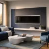 Floating electric fire for modern walls and living rooms