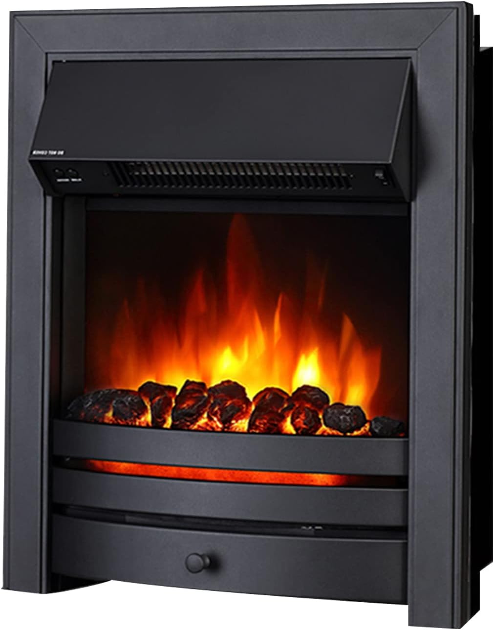 Endeavour Fires Roxby Inset Electric Fire Black Trim and Fret, 220/240Vac 1&2kW, 7 Day Programmable Remote Control Freestanding Electric Fire (with half depth spacer) Black 35mm spacer