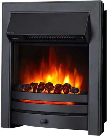 Endeavour Fires Roxby Inset Electric Fire Black Trim and Fret, 220/240Vac 1&2kW, 7 Day Programmable Remote Control Freestanding Electric Fire (with half depth spacer) Black 35mm spacer