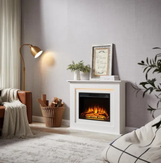 Savannah Electric Fireplace with 39" surround and Realistic Flame Effect Heater White Multiple Colours Available 39"/100 cm White