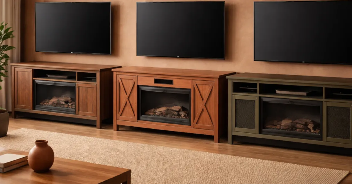 Electric fireplace TV stands under 500 dollars that do not sacrifice flame depth