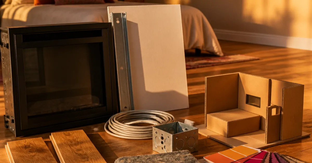 Electric fireplace for a 200-square-foot bedroom: sizing, placement and why the opposite wall matters