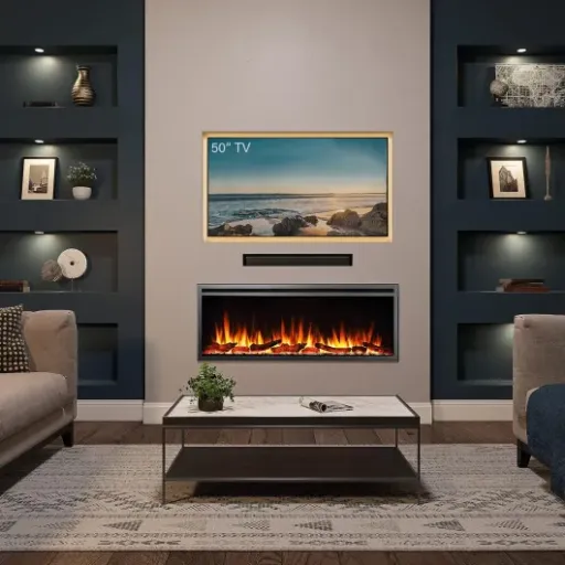 FLAMME Castello 50" Electric Fireplace Review: slim media-wall fire with decent heat and strong ambience