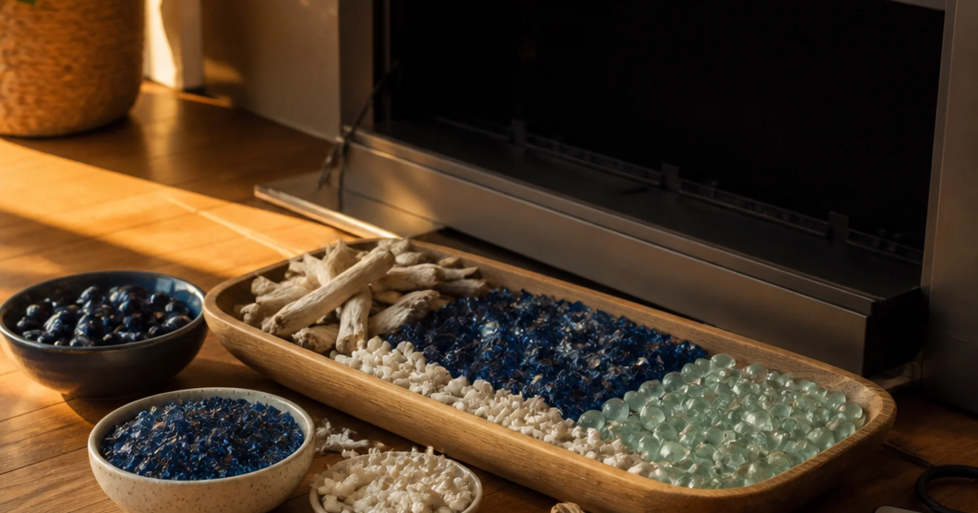 Running your electric fireplace in flame-only mode all summer: the settings, the draw and the styling payoff
