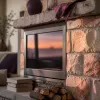 How a stone fireplace surround elevates an electric fireplace into a true focal point
